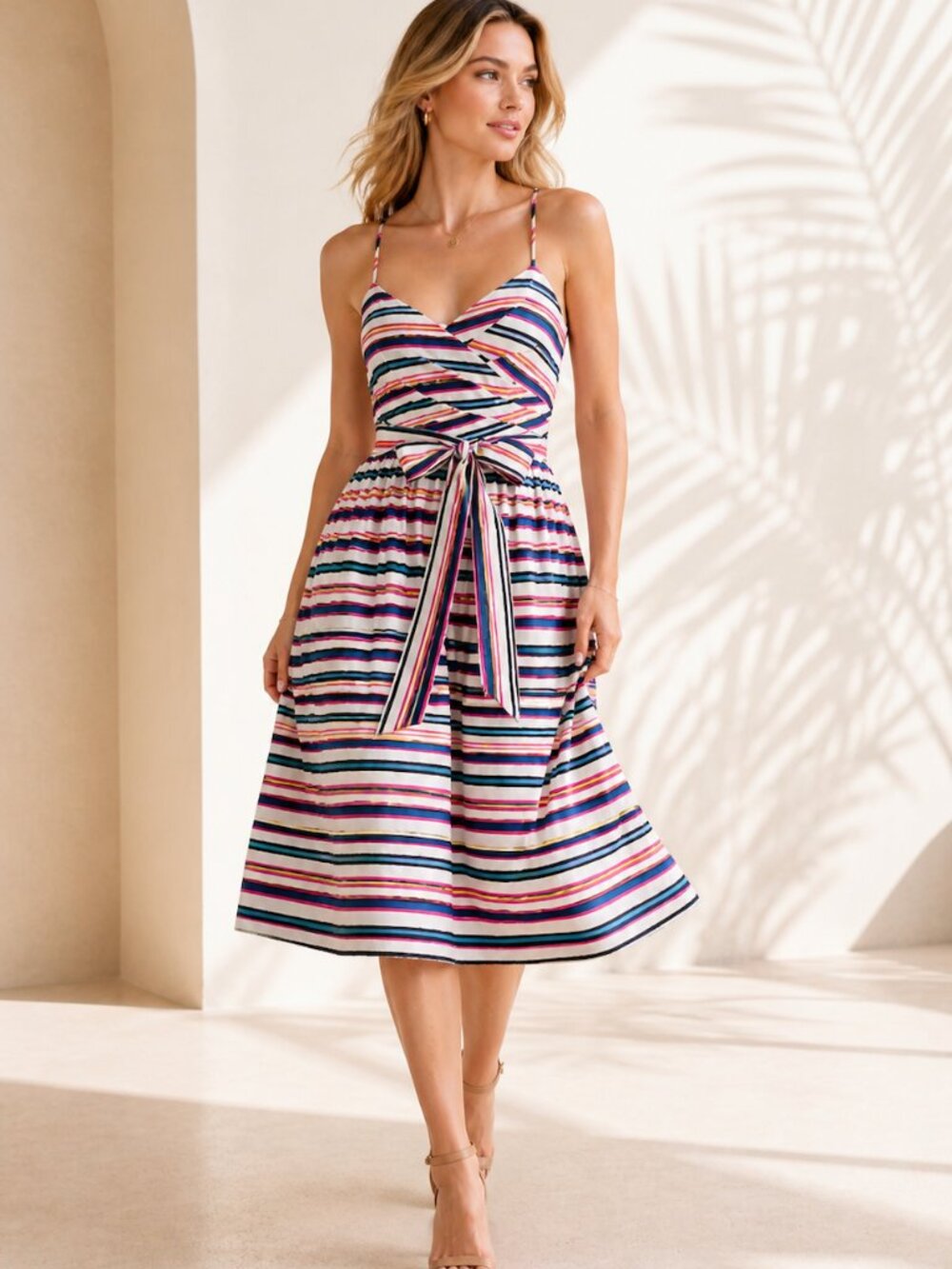NORDSTROM 1901 NWT Striped Criss Cross Back Spaghetti Strap Sweetheart Sundress